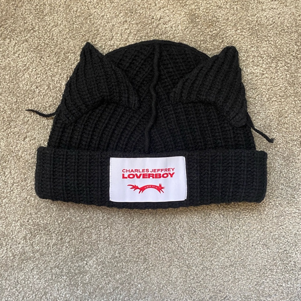 Charles Jeffrey Loverboy - cat ear beanie Black